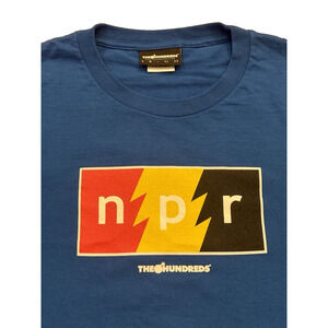 The Hundreds x NPR Tee T-Shirt L Large Blue NWOT Double Sided